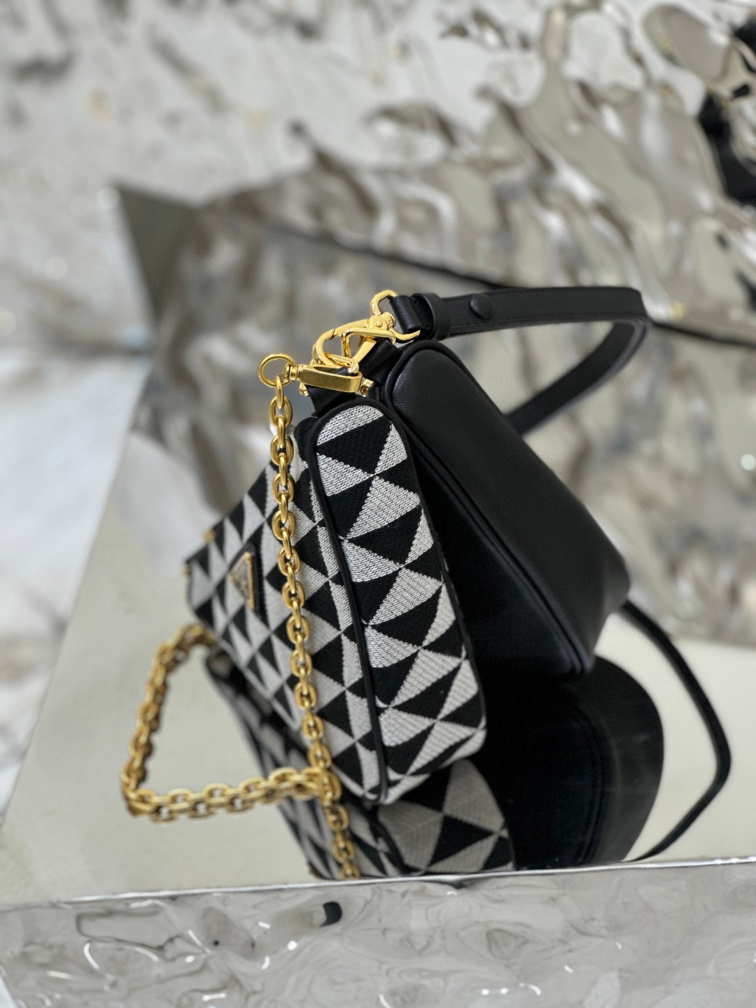 Prada Symbole Fabric Mini Bag Green/Grey For Women 11 in / 28 cm 1BC176_2FPN_F0G5R_V_OOO
