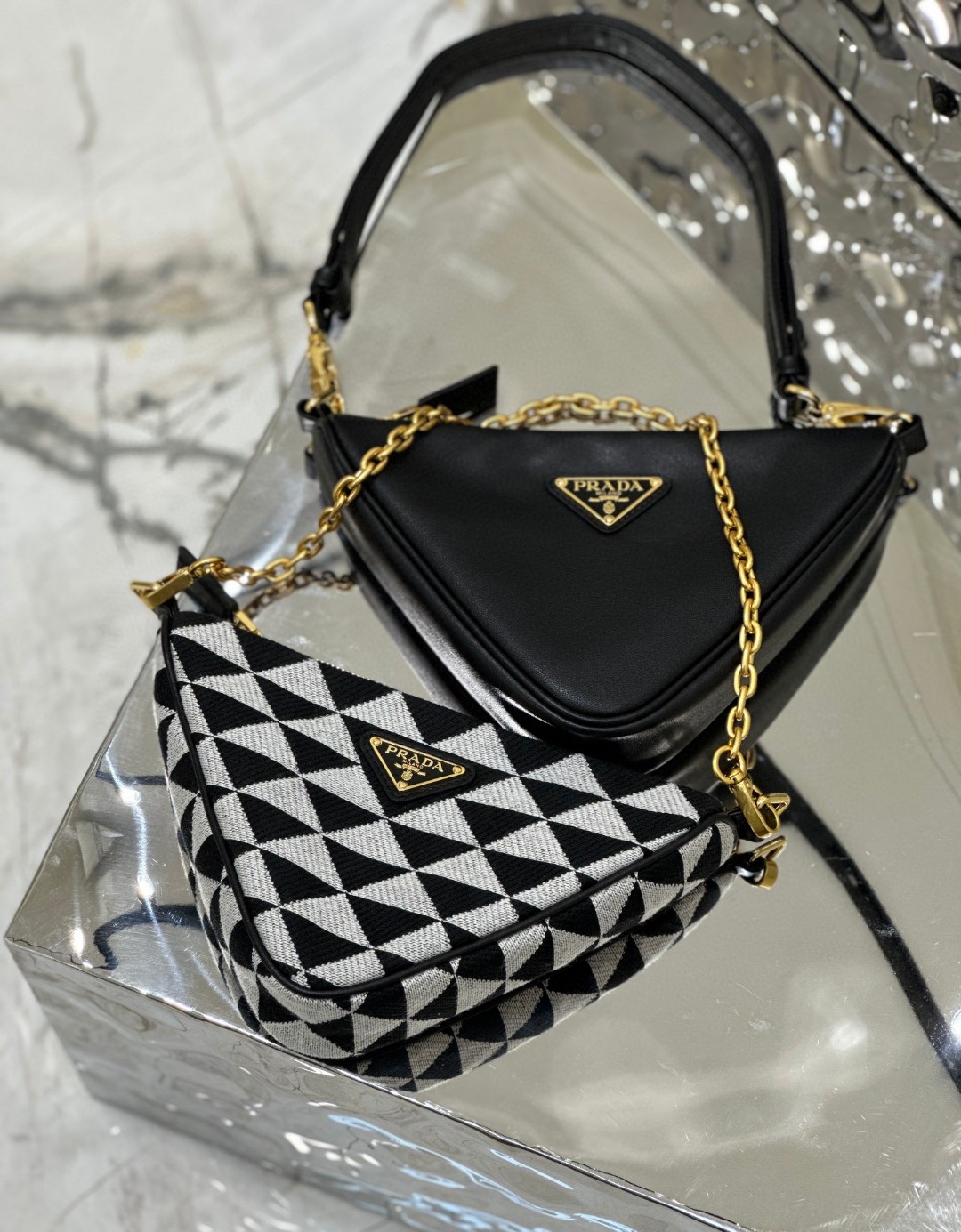 Prada Symbole Fabric Mini Bag Green/Grey For Women 11 in / 28 cm 1BC176_2FPN_F0G5R_V_OOO