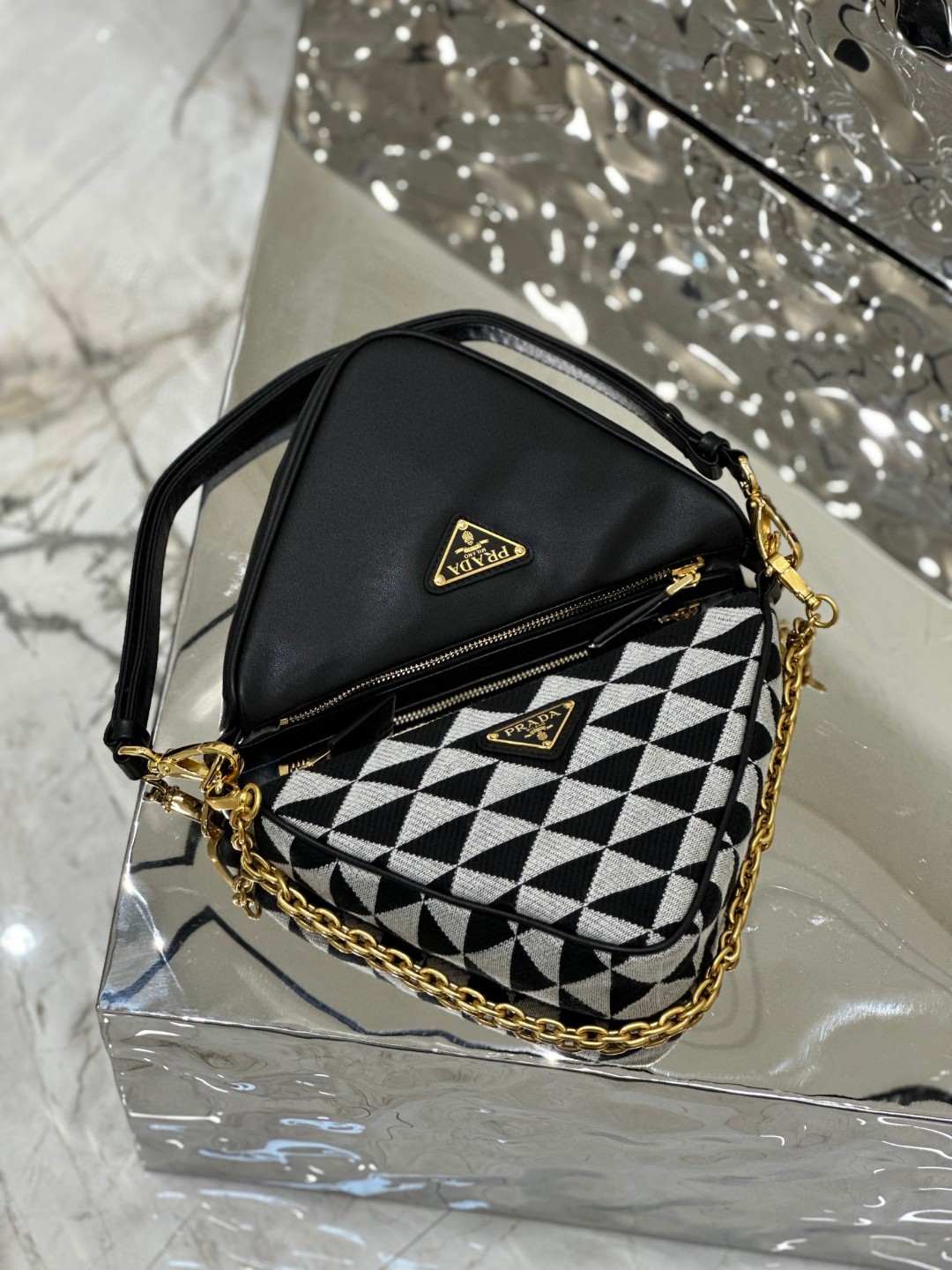 Prada Symbole Fabric Mini Bag Green/Grey For Women 11 in / 28 cm 1BC176_2FPN_F0G5R_V_OOO