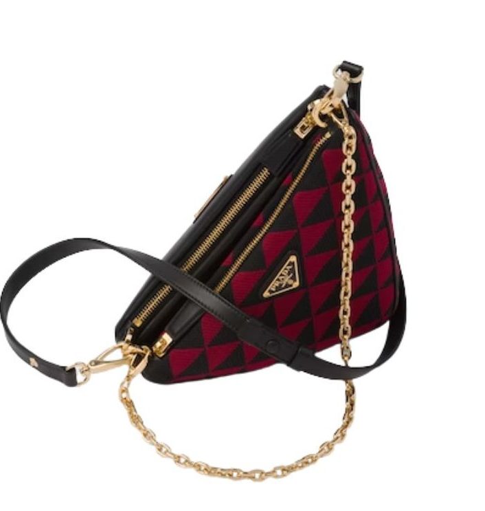 Prada Symbole Fabric Mini Bag Red/Beige For Women 11 in / 28 cm 1BC176_2FPN_F0V1I_V_OOO