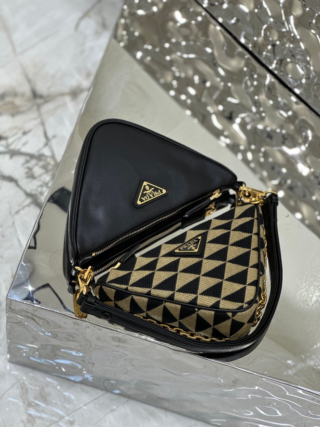 Prada Symbole Fabric Mini Bag Red/Beige For Women 11 in / 28 cm 1BC176_2FPN_F0V1I_V_OOO
