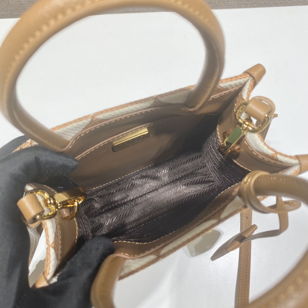 Prada Symbole Jacquard Fabric Micro Bag Brown/White For Women, Women’s Bags 7.5in/19cm 1BA355_2FKL_F0I0U_V_OOO
