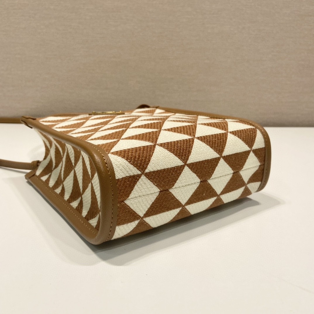 Prada Symbole Jacquard Fabric Micro Bag Brown/White For Women, Women’s Bags 7.5in/19cm 1BA355_2FKL_F0I0U_V_OOO