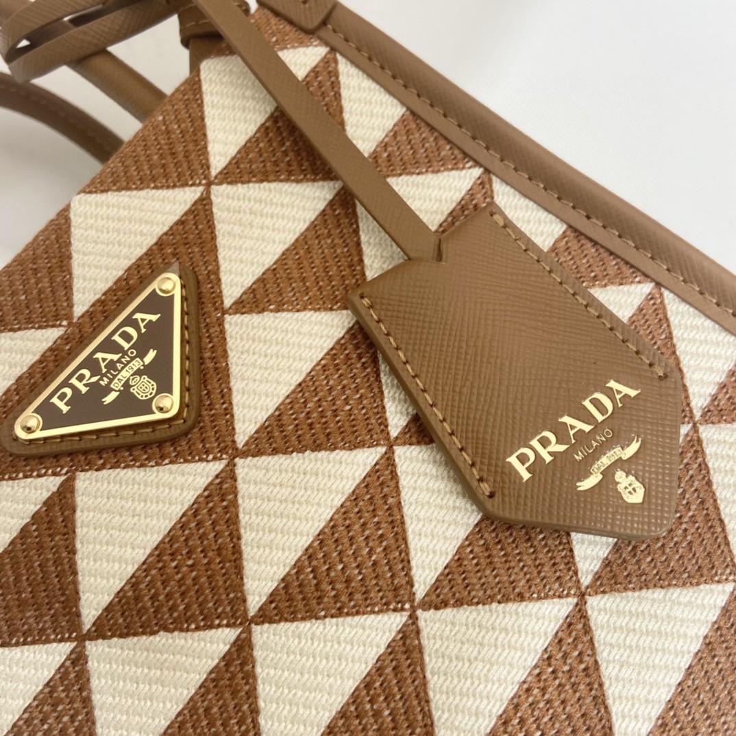 Prada Symbole Jacquard Fabric Micro Bag Brown/White For Women, Women’s Bags 7.5in/19cm 1BA355_2FKL_F0I0U_V_OOO