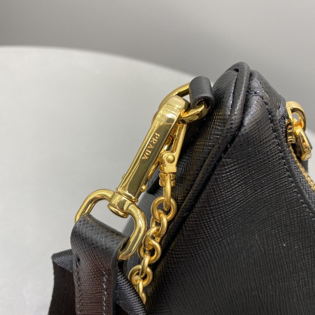 Prada System Nappa Patchwork Shoulder Bag Black For Women, Women’s Bags 9.4in/24cm
