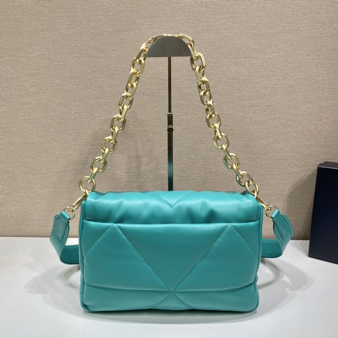 Prada System Nappa Patchwork Shoulder Bag Jade Green For Women, Women’s Bags 7.5in/19cm