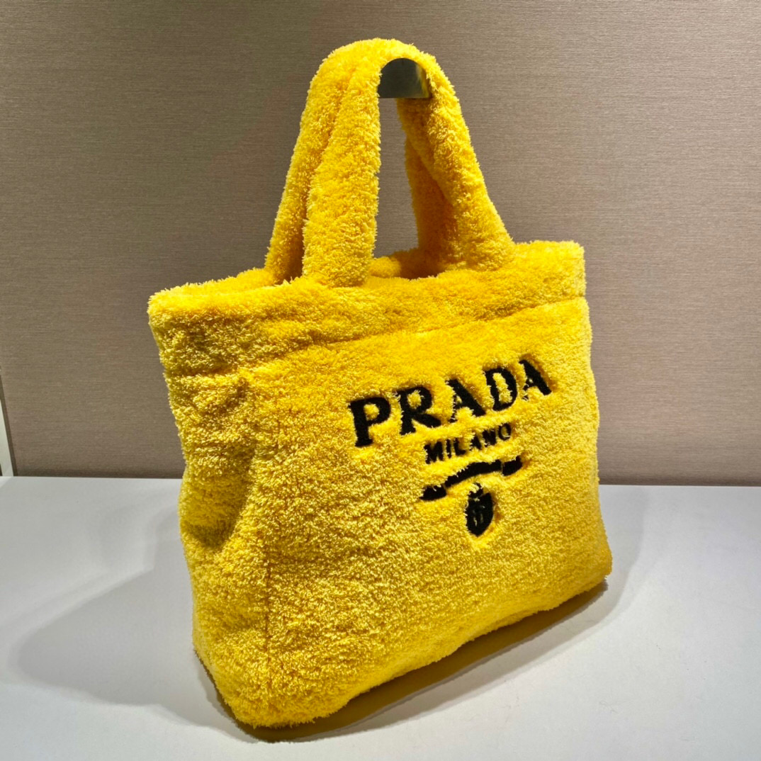 Prada Terry Tote Bag In Yellow For Women 15.7in/ 40cm