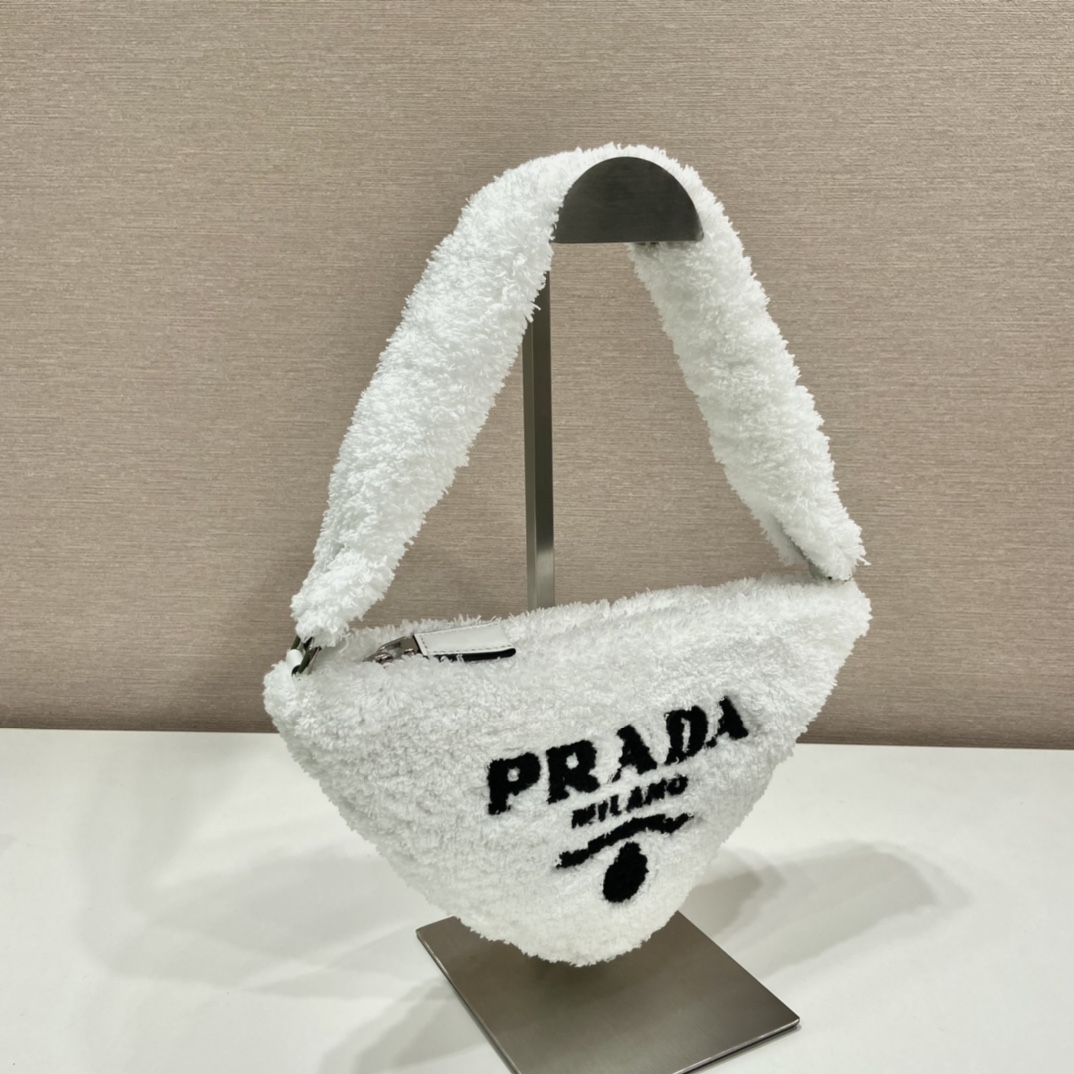 Prada Terrycloth Pouch White For Women, Women’s Bags 10in/26cm