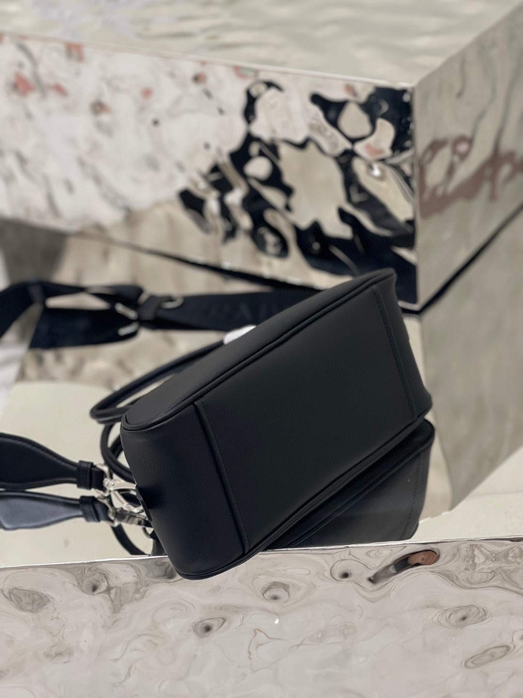Prada Triangle Bag White/Black For Women 9.8 in / 25 cm 1BB082_2BYA_F0009_V_NEO