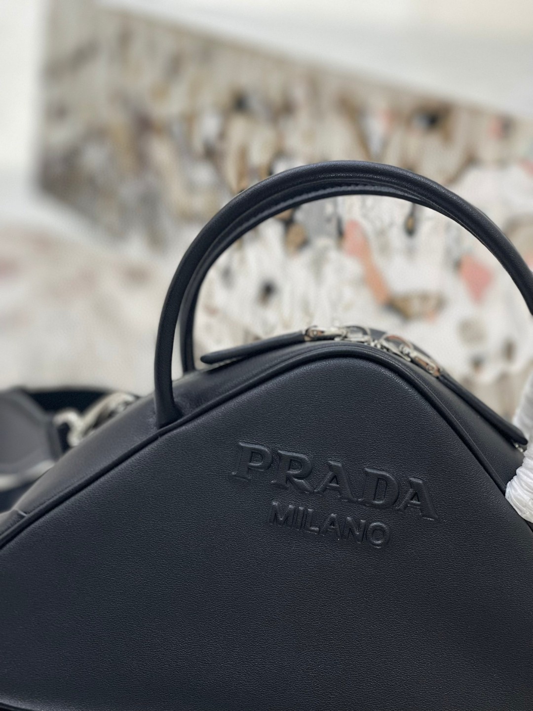 Prada Triangle Bag White/Black For Women 9.8 in / 25 cm 1BB082_2BYA_F0009_V_NEO