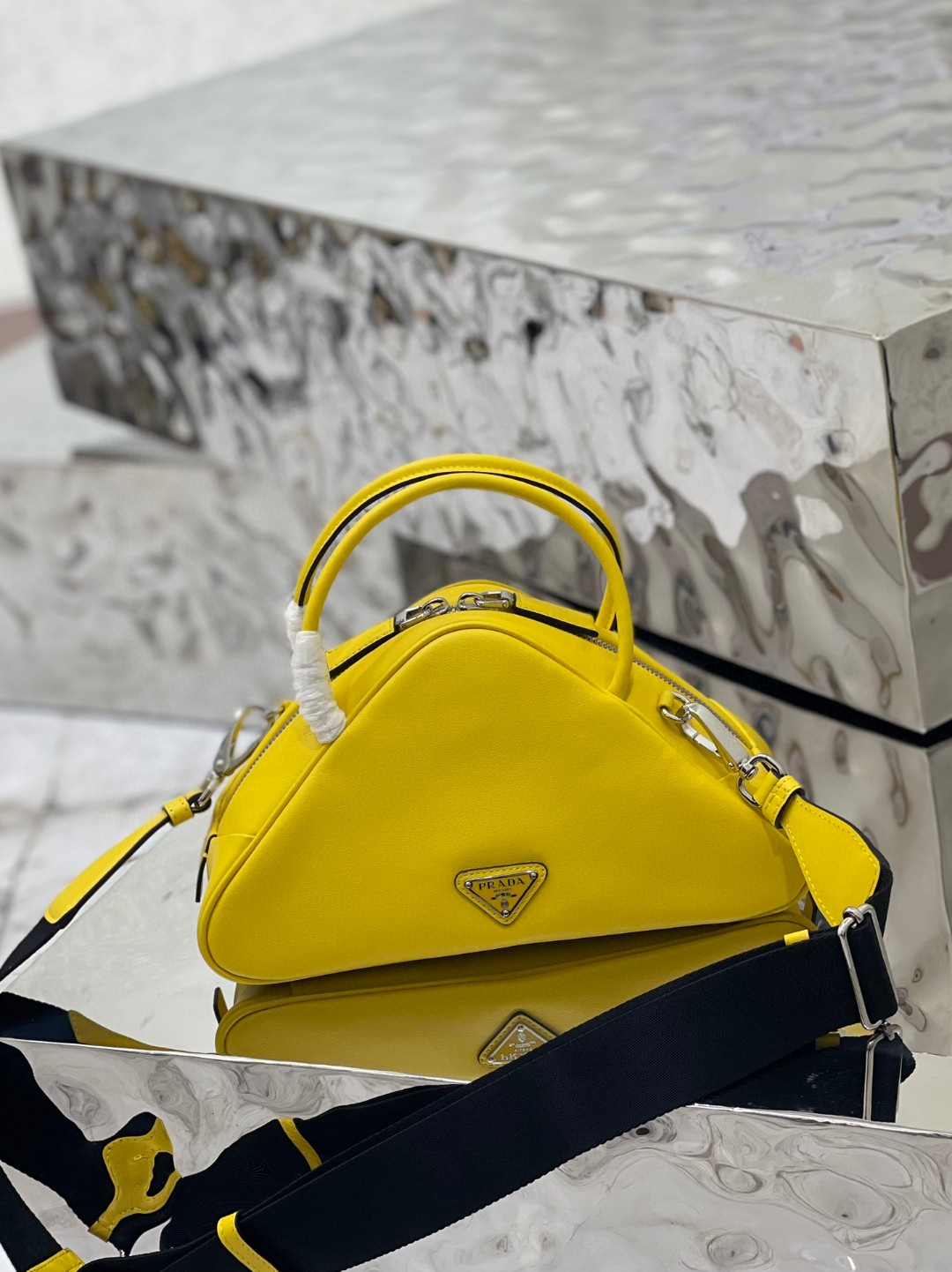 Prada Triangle Bag Yellow/Green For Women 9.8 in / 25 cm 1BB082_2BYA_F0377_V_NEO