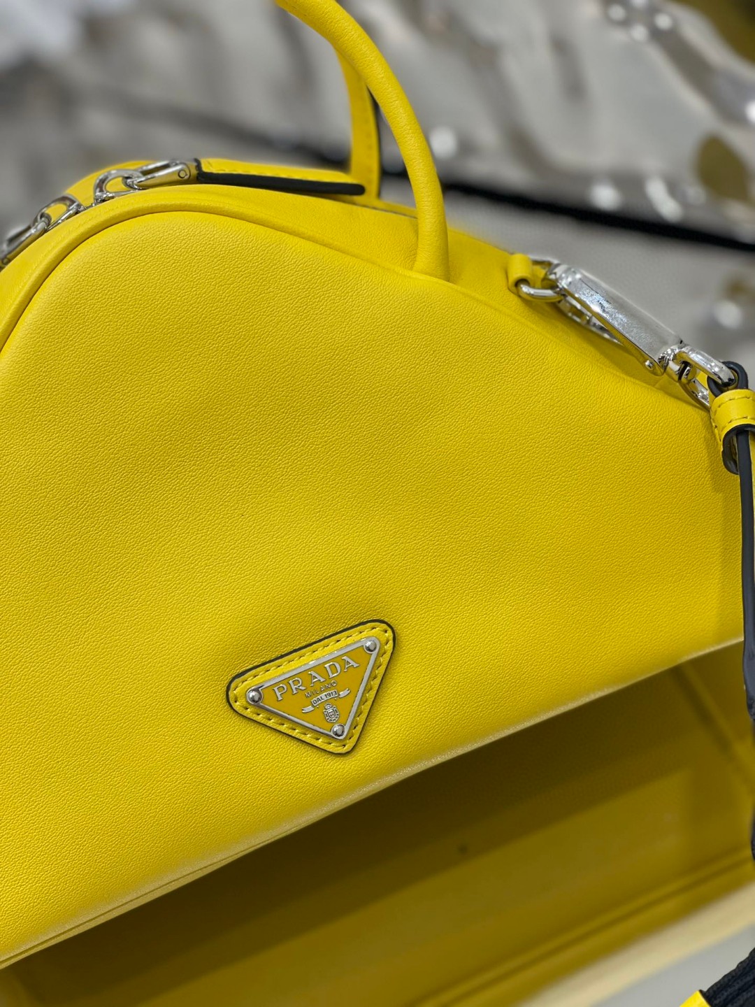 Prada Triangle Bag Yellow/Green For Women 9.8 in / 25 cm 1BB082_2BYA_F0377_V_NEO