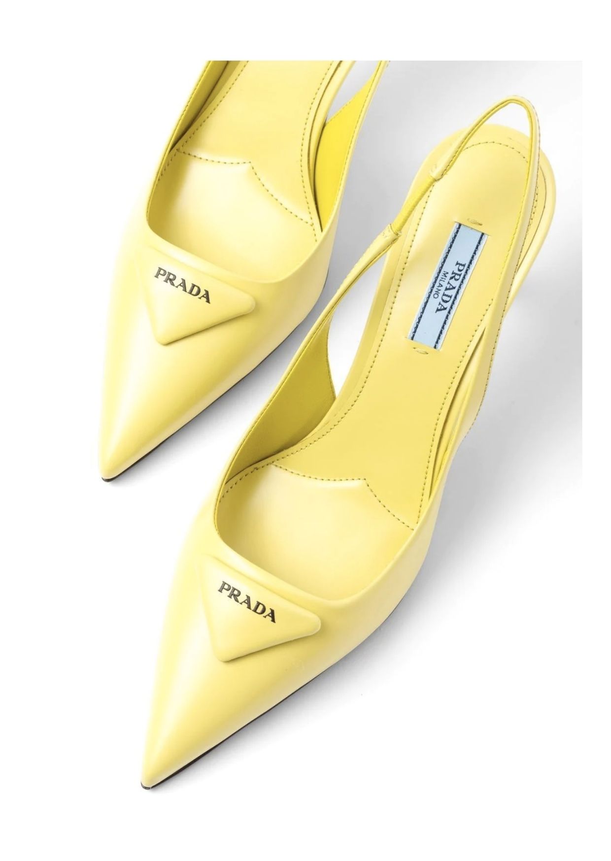 Prada Triangle Logo Slingback Pumps Yellow For Women 1I901MF075055