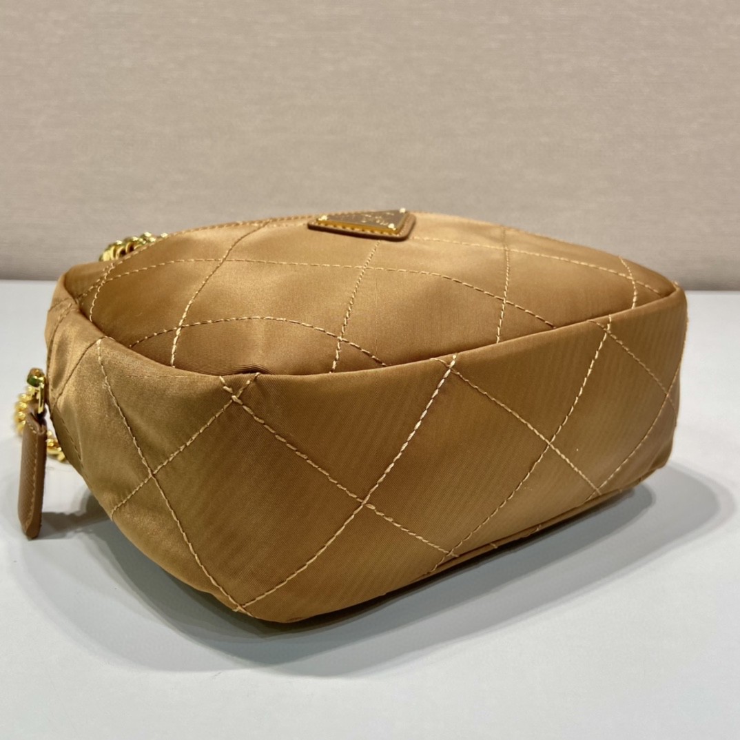 Prada Vintage Chain Rhombus Bag Brown/ Green Khaki For Women 7.5 in / 19 cm