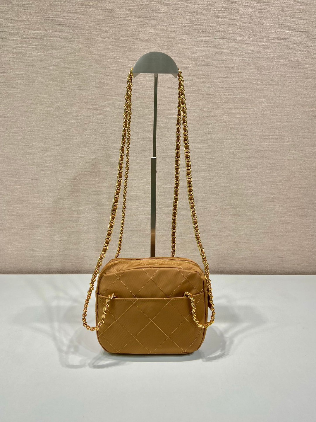 Prada Vintage Chain Rhombus Bag Brown/ Green Khaki For Women 7.5 in / 19 cm