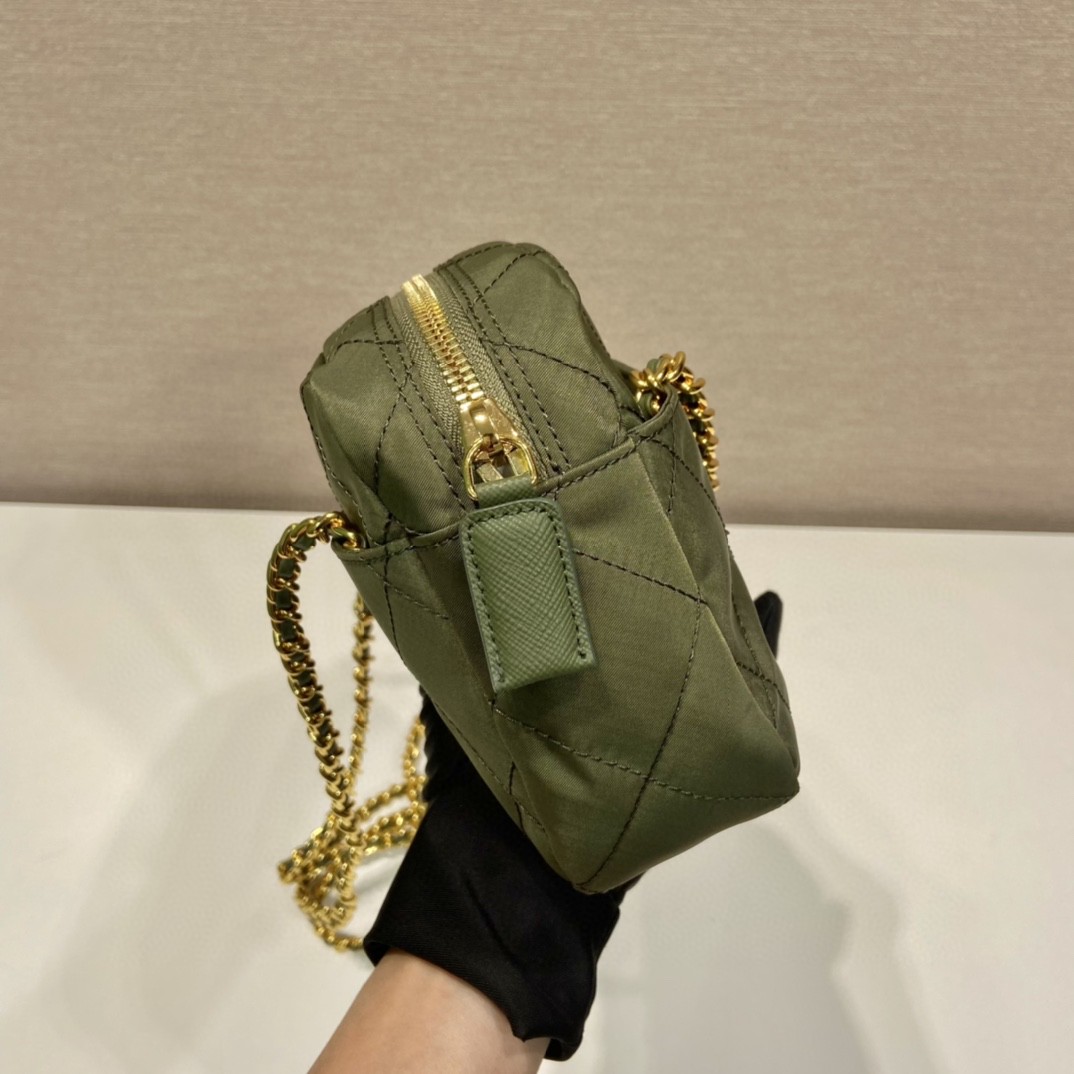 Prada Vintage Chain Rhombus Bag Brown/ Green Khaki For Women 7.5 in / 19 cm