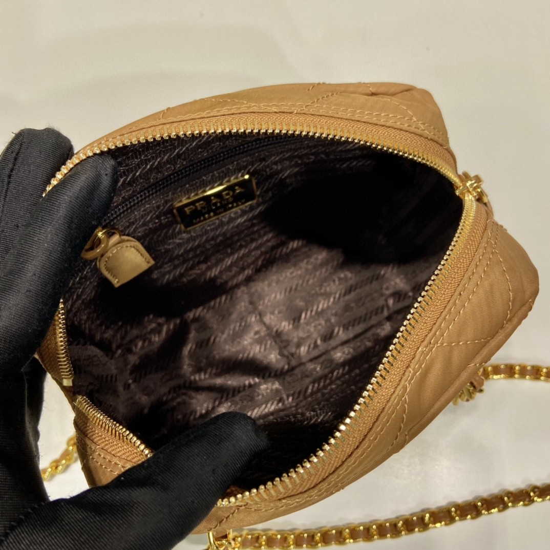 Prada Vintage Chain Rhombus Bag Brown/ Green Khaki For Women 7.5 in / 19 cm