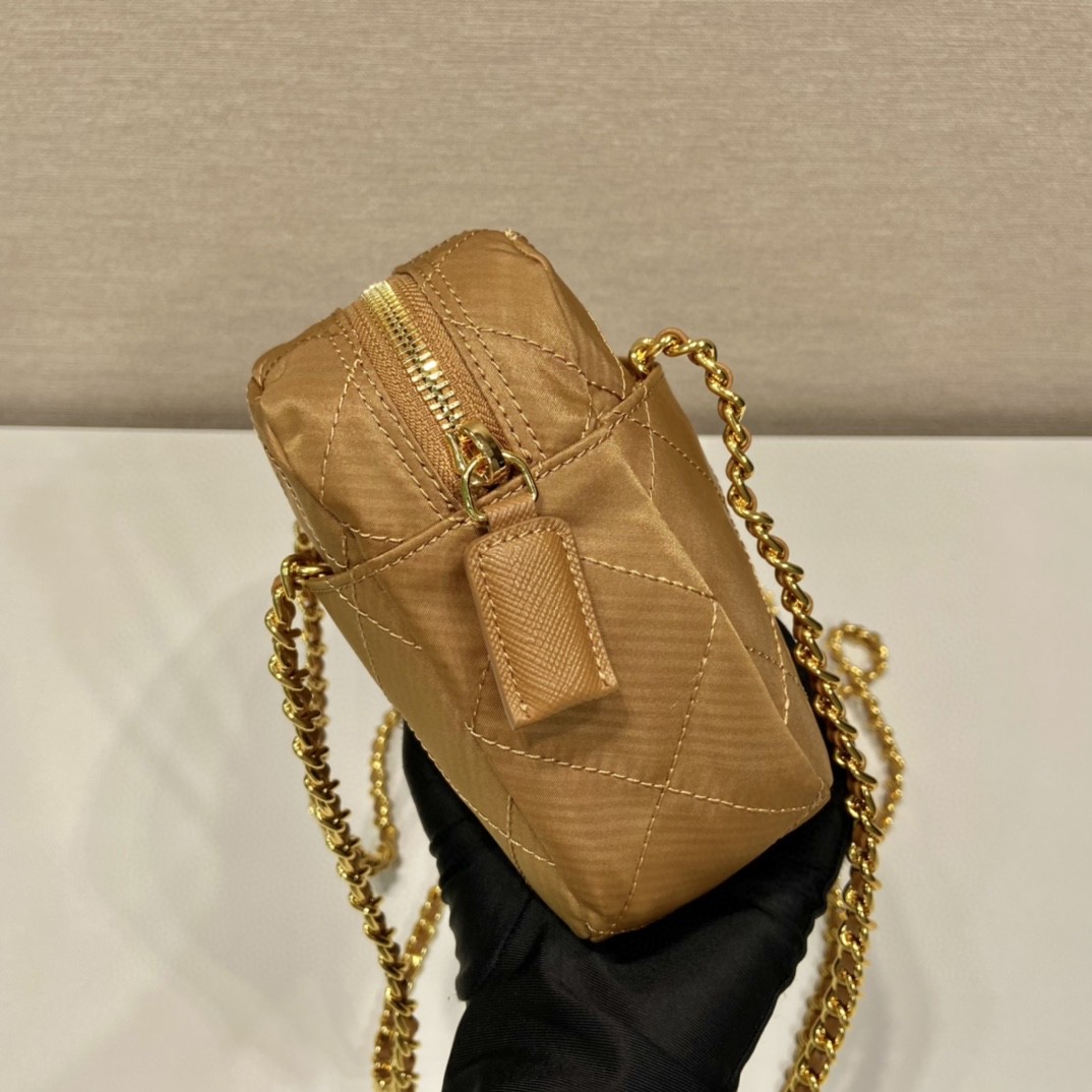 Prada Vintage Chain Rhombus Bag Brown/ Green Khaki For Women 7.5 in / 19 cm