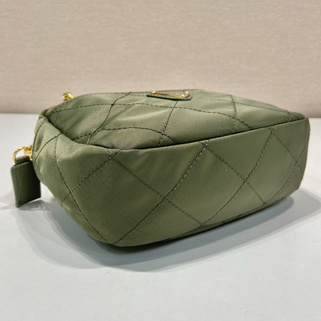 Prada Vintage Chain Rhombus Bag Brown/ Green Khaki For Women 7.5 in / 19 cm