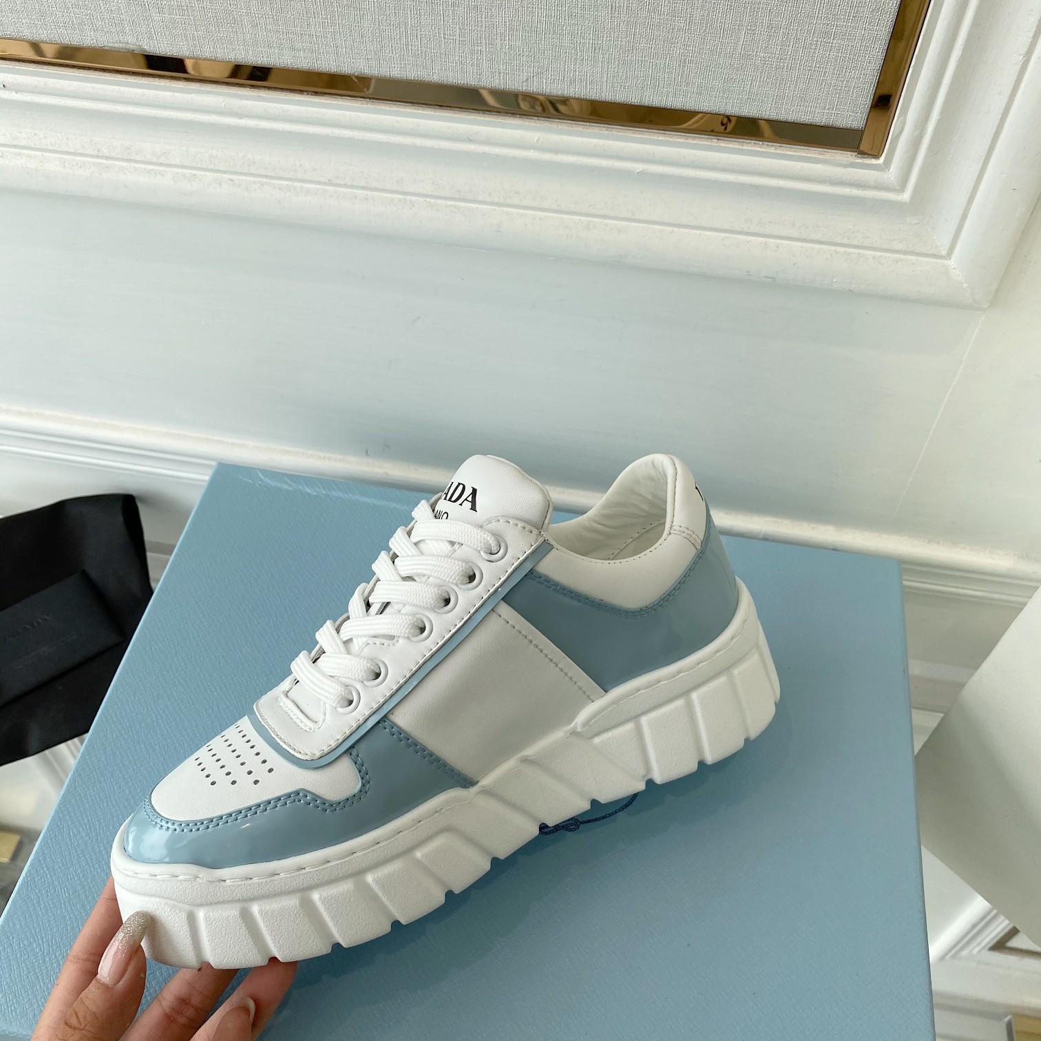Prada Women’s Gabardine Sneakers Blue For Women LV