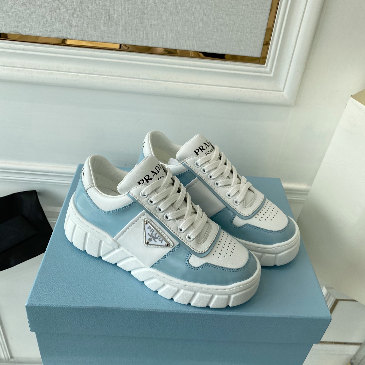 Prada Women’s Gabardine Sneakers Blue For Women LV