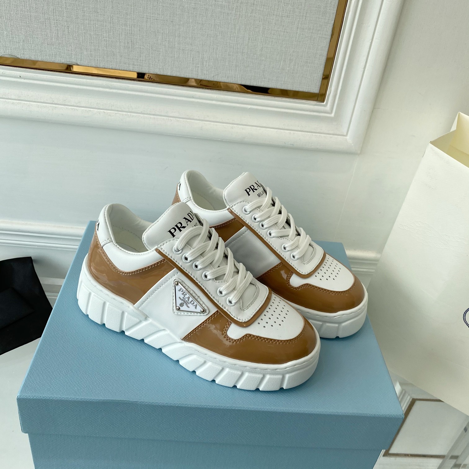 Prada Women’s Gabardine Sneakers Brown For Women LV