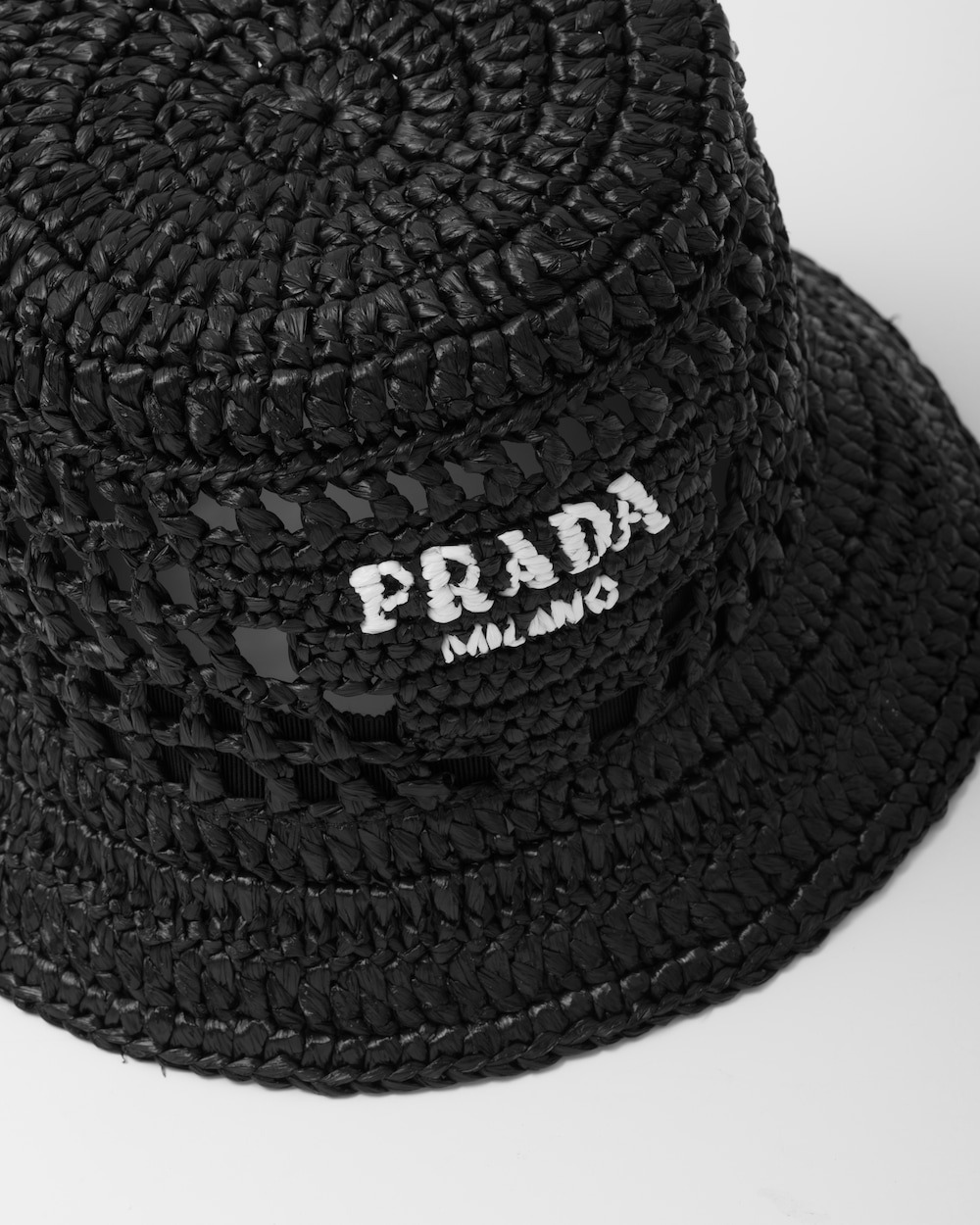 Prada Woven Fabric Bucket Hat Black For Women 1HC137_2A2T_F0002