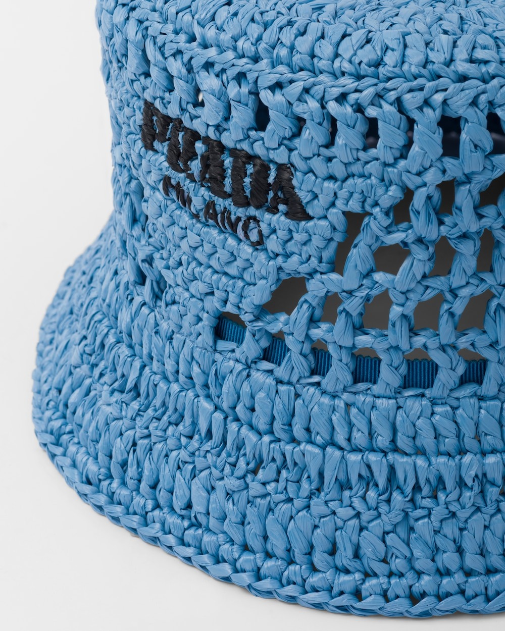 Prada Woven Fabric Bucket Hat Light Blue For Women 1HC137_2A2T_F0076