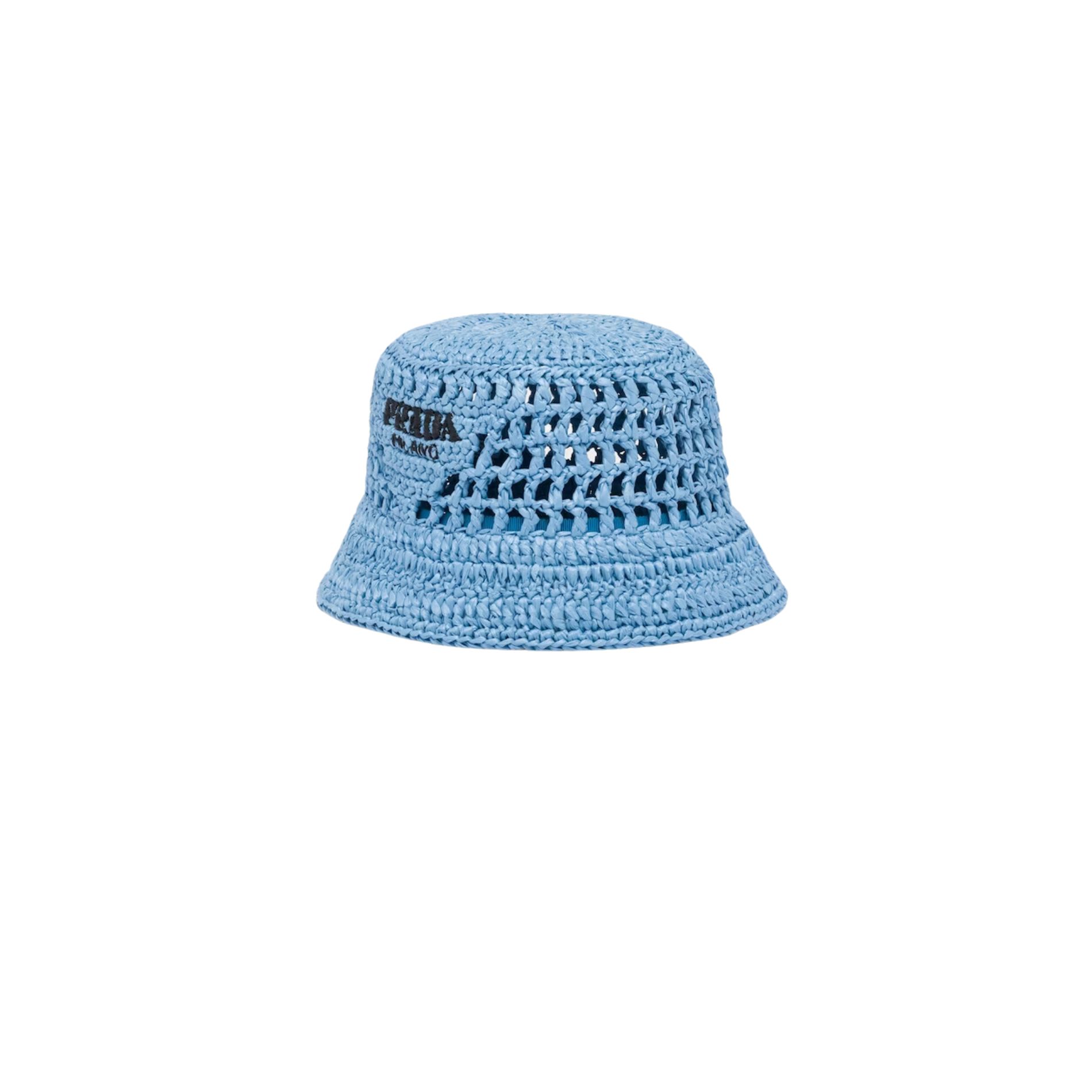 Prada Woven Fabric Bucket Hat Light Blue For Women 1HC137_2A2T_F0076