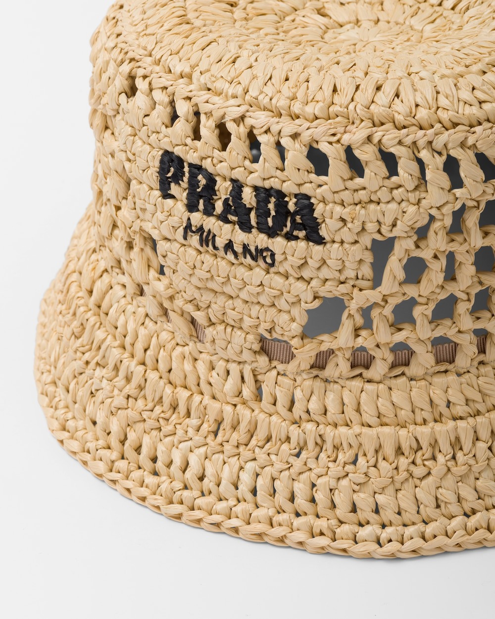 Prada Woven Fabric Bucket Hat Natural For Women 1HC137_2A2T_F0018