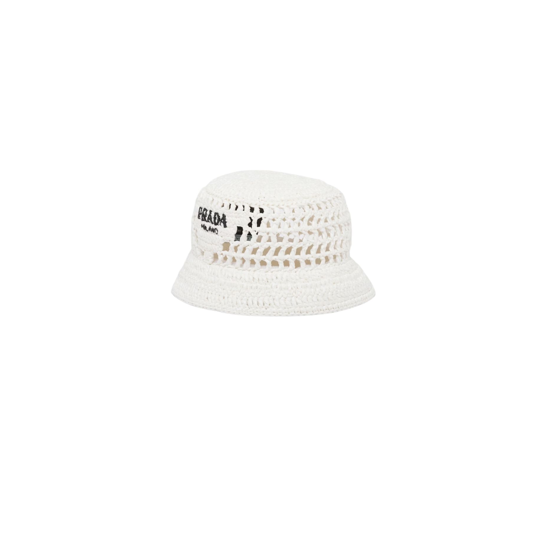 Prada Woven Fabric Bucket Hat White For Women 1HC137_2A2T_F0009