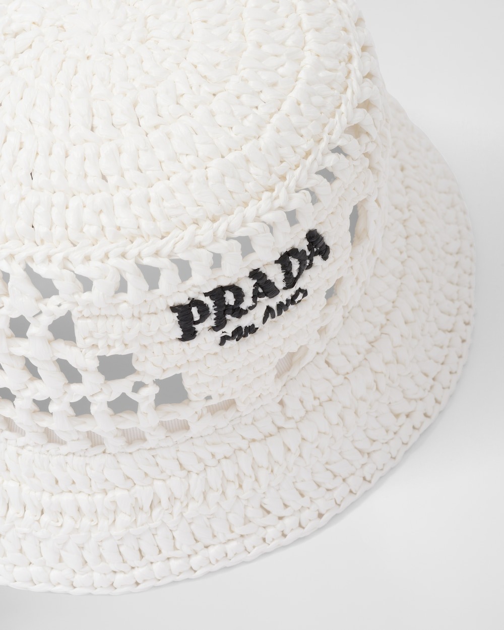 Prada Woven Fabric Bucket Hat White For Women 1HC137_2A2T_F0009