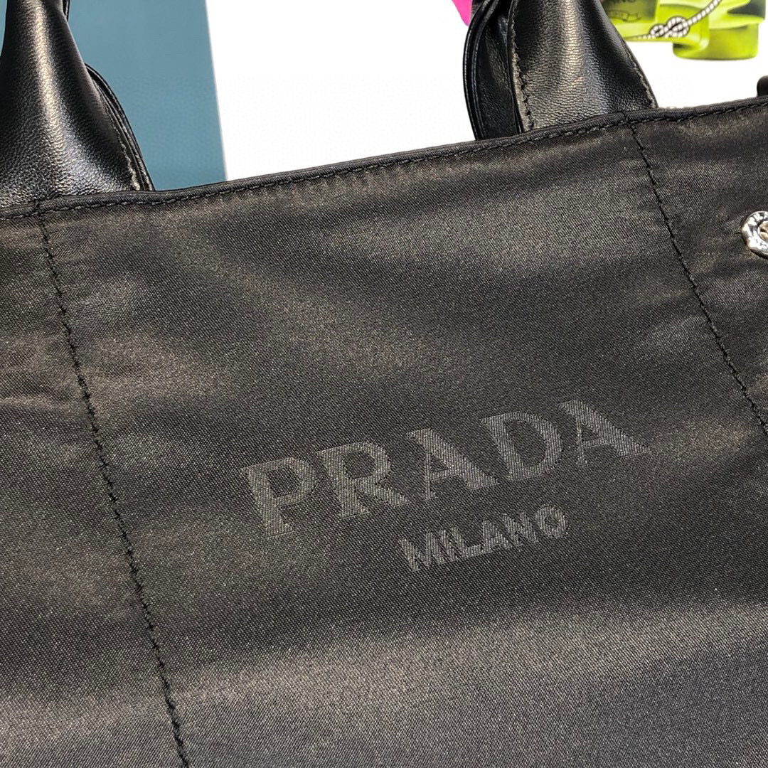 Prada Zip Pocket Chain Tote Bag Tessuto In Black For Women 11in/ 28cm