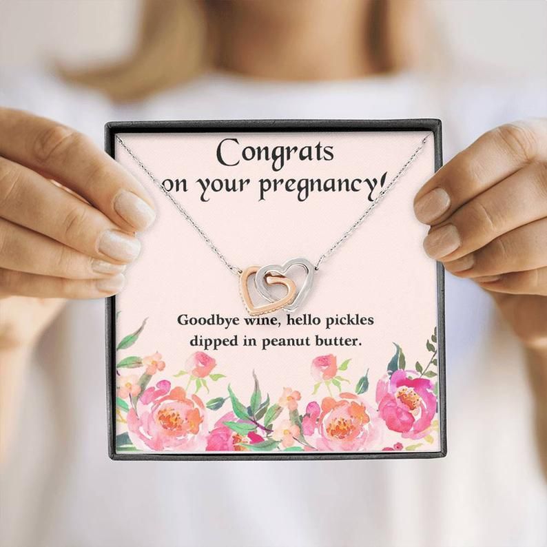 Pregnancy Necklace Gift for Mom to Be, for Best Friend, for First Time Mom, New Pregnancy Gift Daughter, Interlocking Hearts Necklace