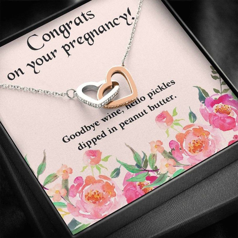Pregnancy Necklace Gift for Mom to Be, for Best Friend, for First Time Mom, New Pregnancy Gift Daughter, Interlocking Hearts Necklace