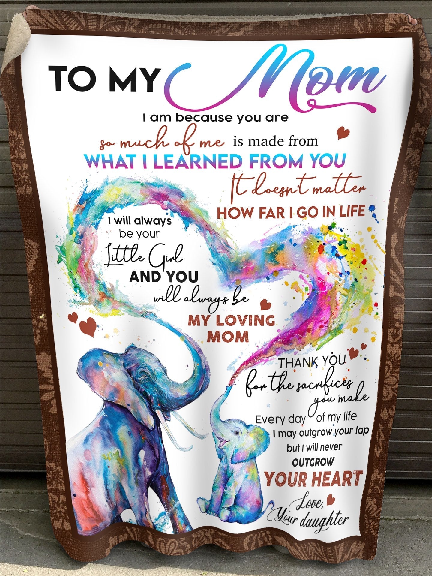 I will never outgrow your Heart, Elephant Happy Mother's Day - Fleece Blanket