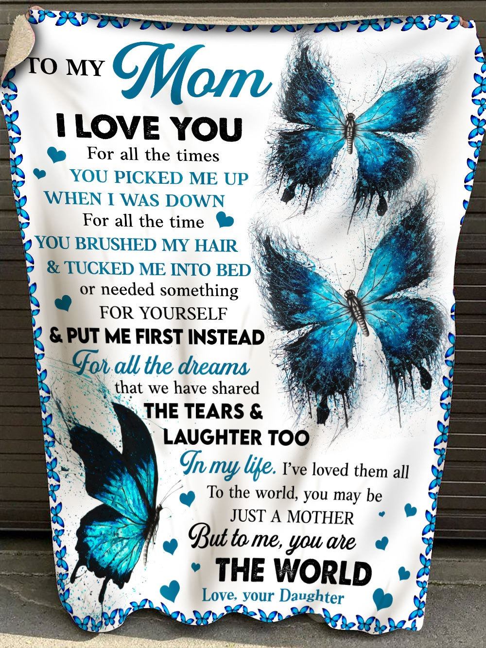 Mom, To me, you are the world, Daughter with love, Happy Mother's Day - Fleece Blanket