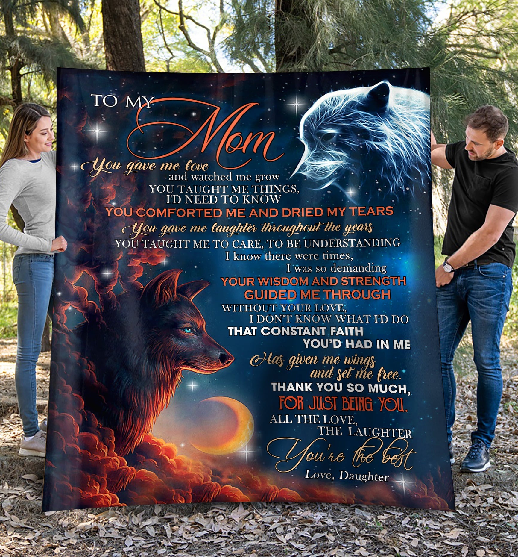 Mom, You gave me love and watched me grow, Wolf Mom Happy Mother's Day - Fleece Blanket