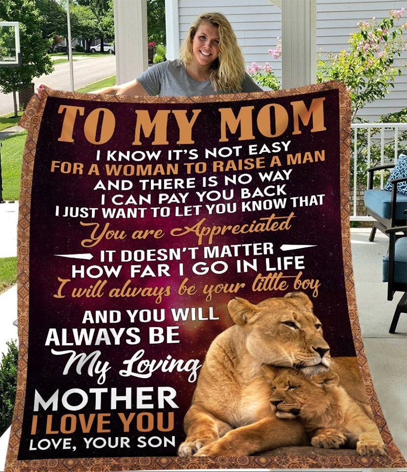 Mother I Love you, Your Son with love, Lion Gift For Mother - Fleece Blanket