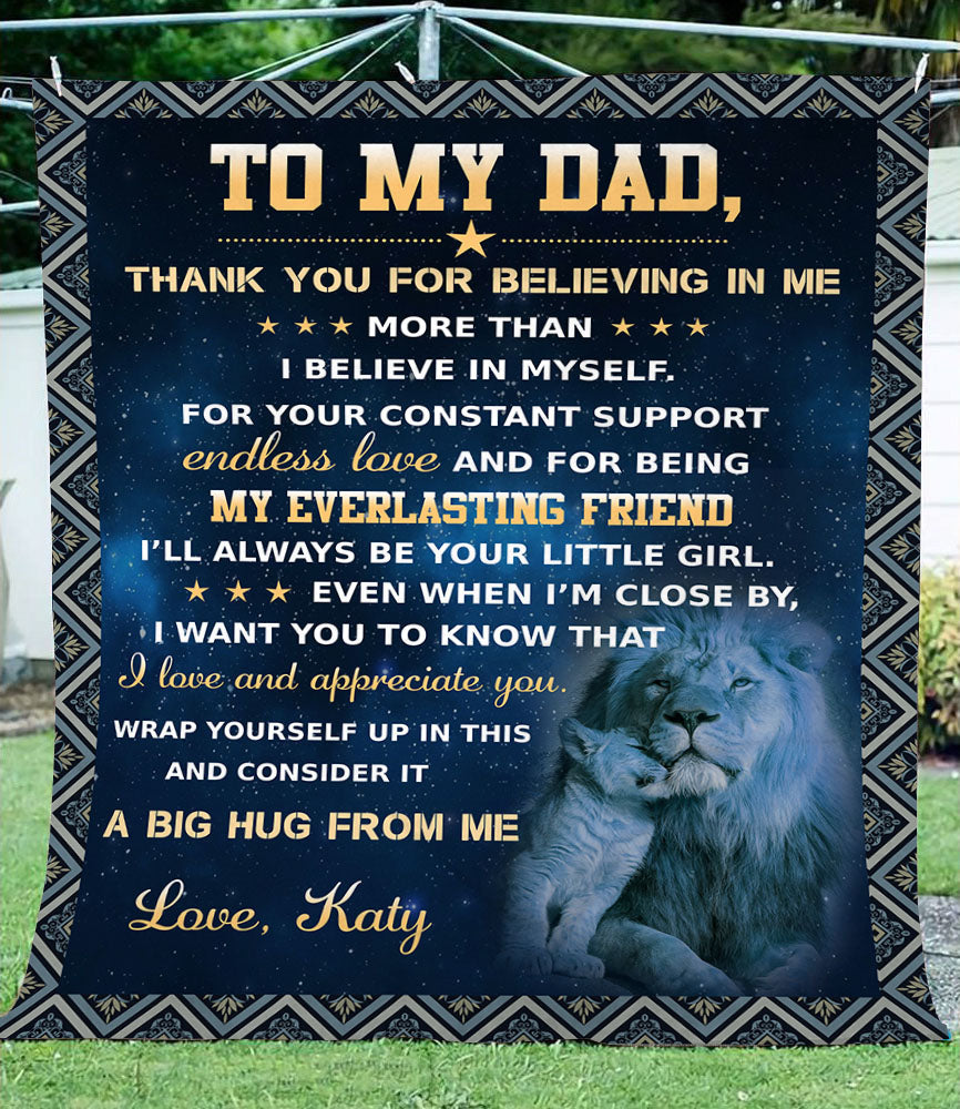 Personalized Blanket To My Dad From Daughter Fleece Blanket - Thoughtful Gift for Dad Letter Blanket from Kids to Dad Gift Father Gift