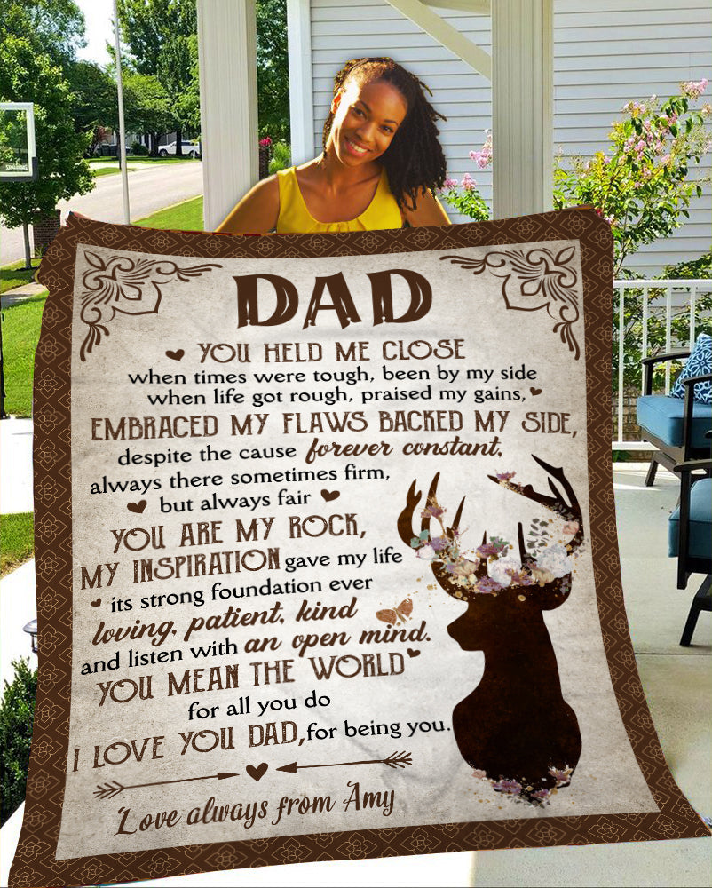 Personalized Dad Blanket Thank You For My Rock Fleece Blanket Gift for Dad from Daughter Son