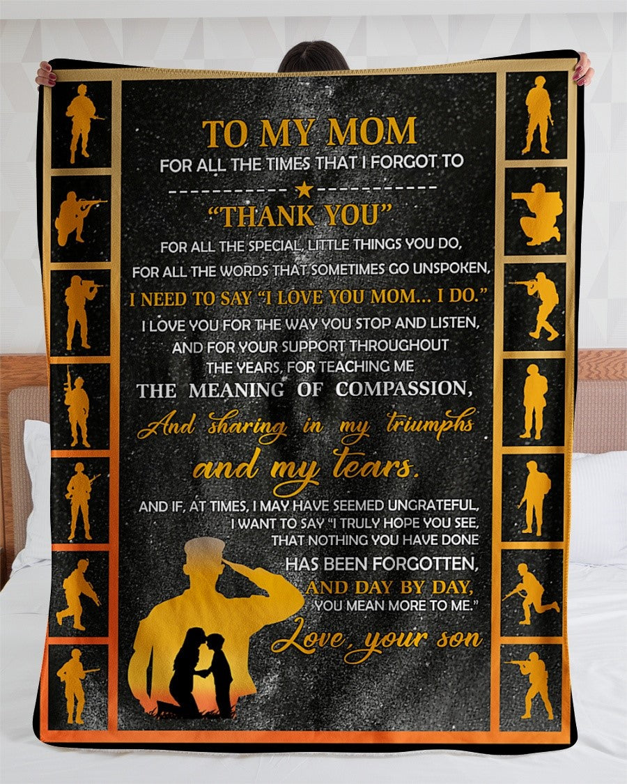 Soldier, Thank You Mom, Happy Mother's Day - Fleece Blanket