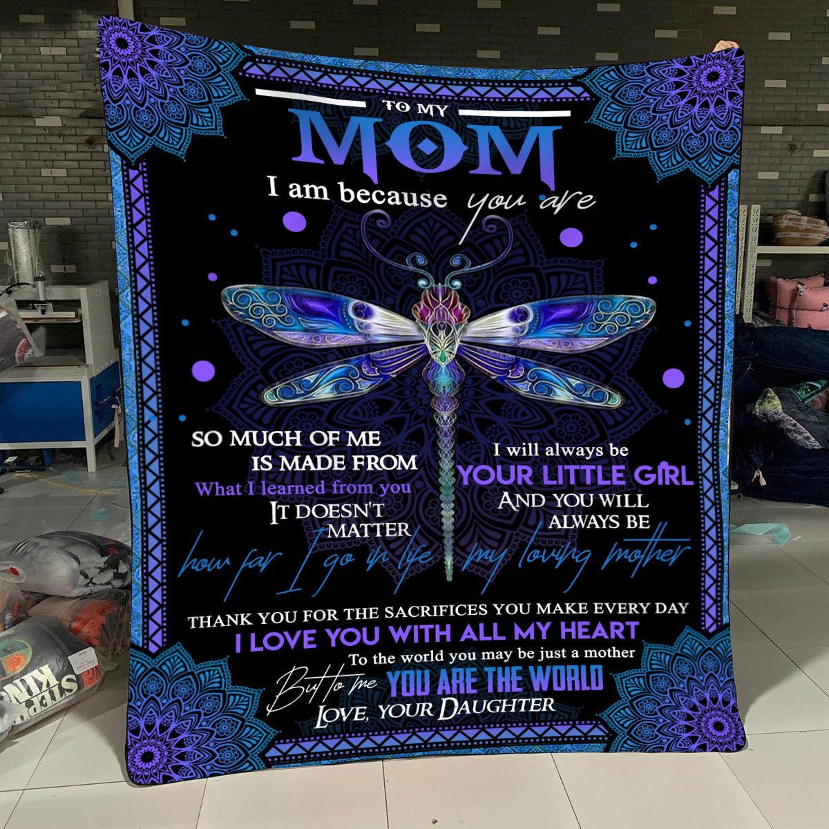 To My Mom, I Love You with all my Heart with Dragonfly, Happy Mother's Day - Fleece Blanket