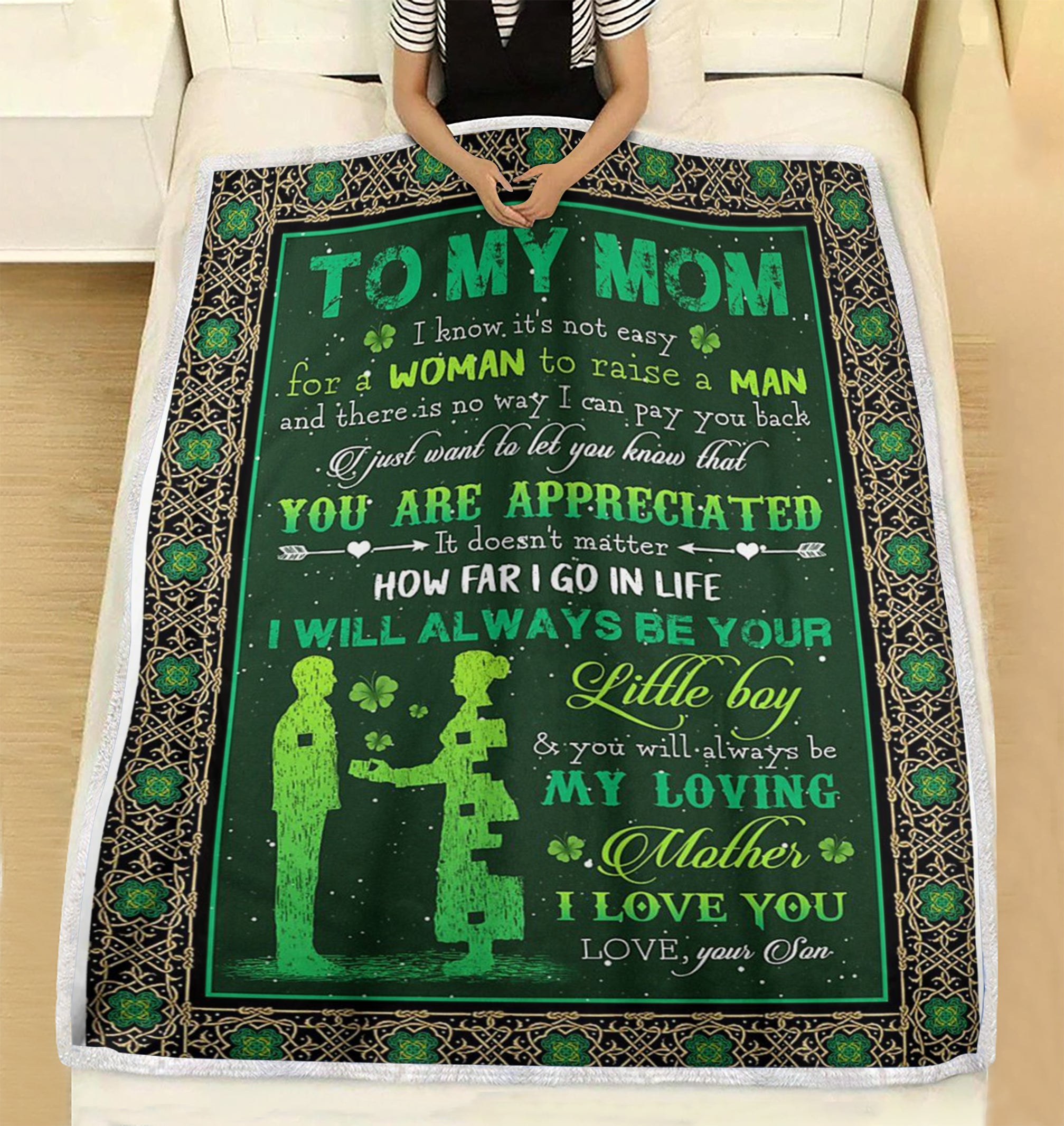 To My Mom I Love You Irish Mom, Happy St Patrick's Day, Gift for Mother's Day - Fleece Blanket