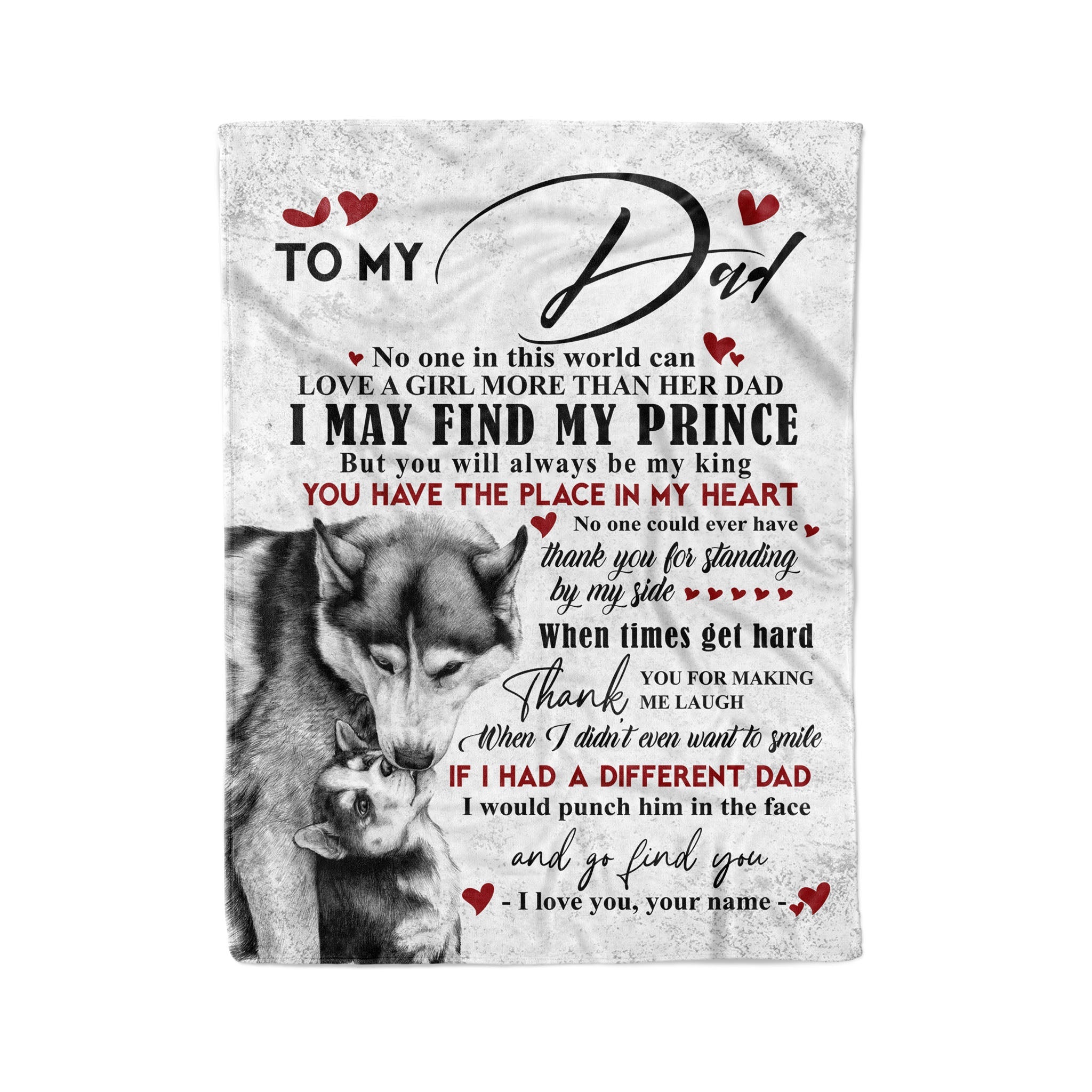 Wolf blanket To My Dad customized Name fleece blanket, Father's Day Gift