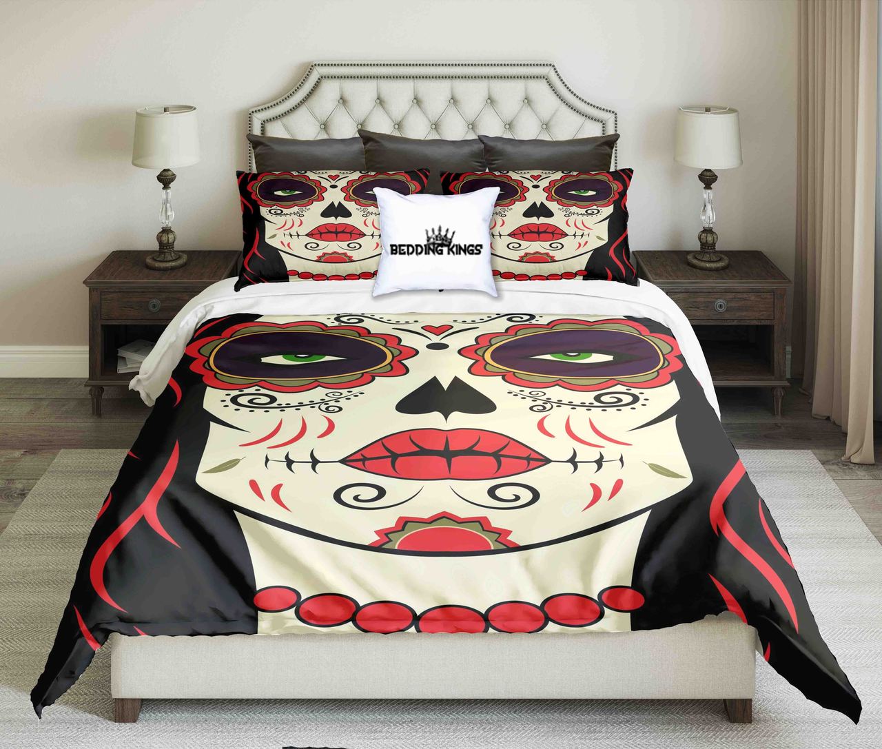 Pretty Ladykull Red Beige Colour Design Kings 3D Customized Duvet Cover Bedding Set