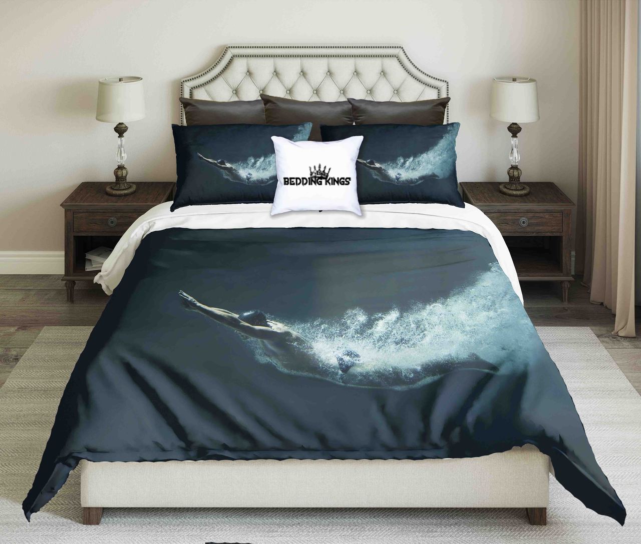 Professionalwimmer Under Water Design Kings 3D Customized Duvet Cover Bedding Set