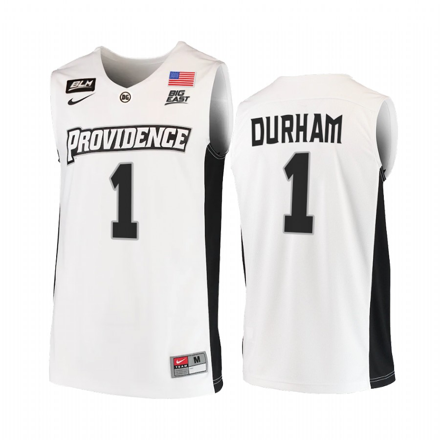 Providence Friars Al Durham Jersey 2021-22 College White BLM Uniform