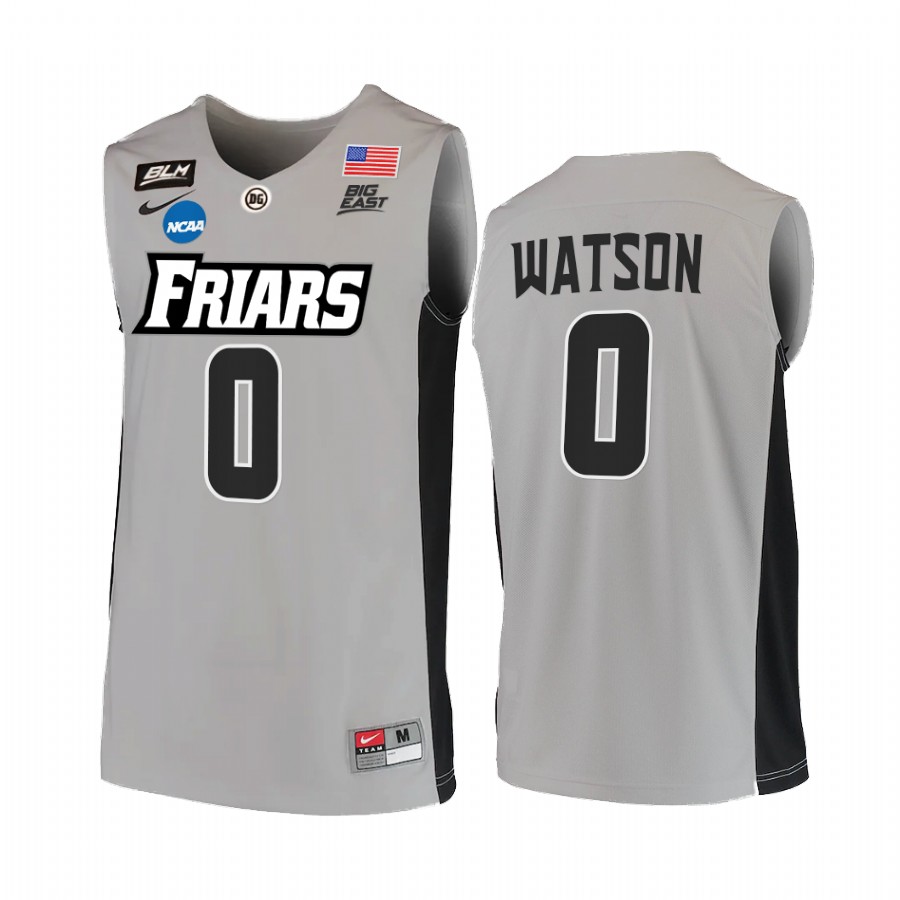 Providence Friars Nate Watson 2022 NCAA March Madness #0 Jersey Grey BLM