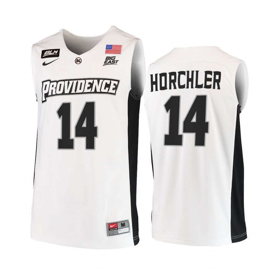 Providence Friars Noah Horchler Jersey 2021-22 College White BLM Uniform